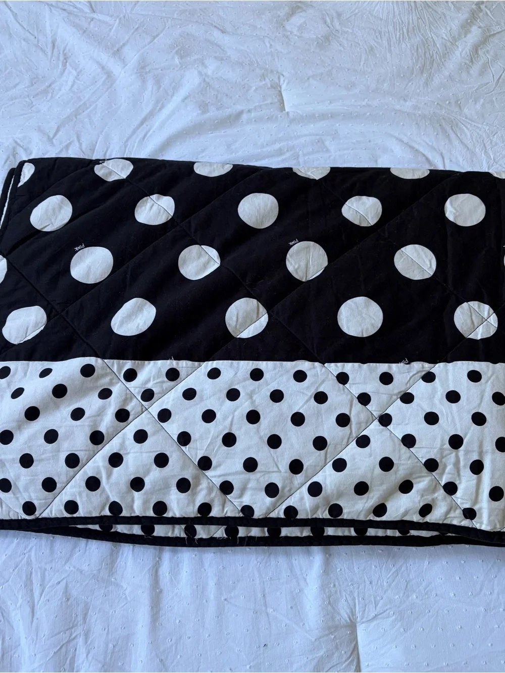 Victorias Secret Pink Cotton Polka Dot Quilt Dorm Comforter Bedding Twin